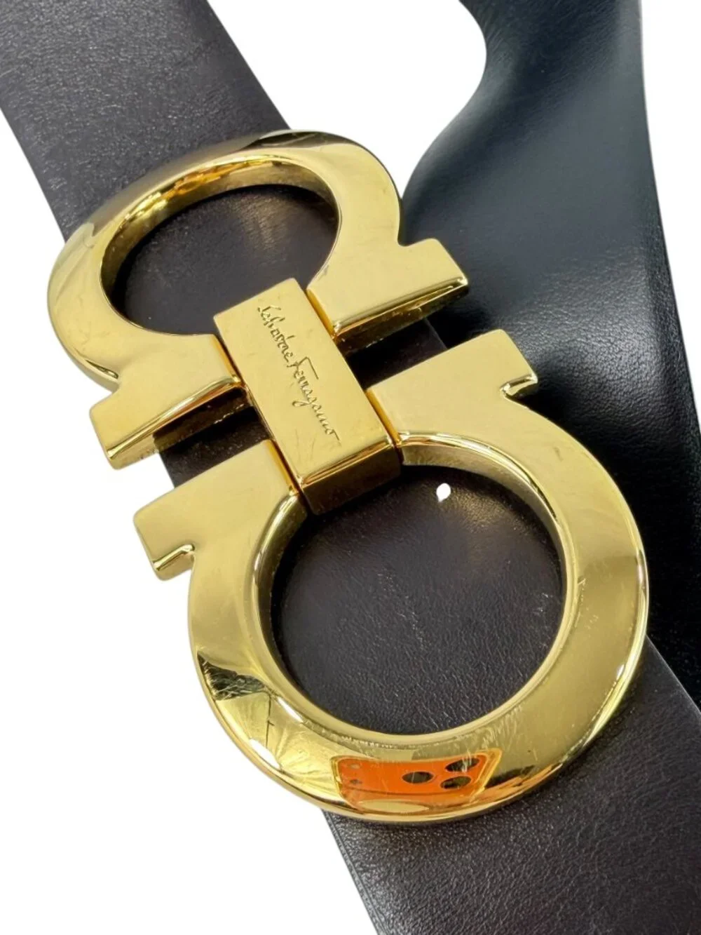 SALVATORE FERRAGAMO Gancini Reversible Black Brown Leather Large Buckle 28/70